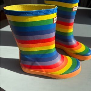 Hunter Rainbow Stripe Kids Rain Boots in Multicolor